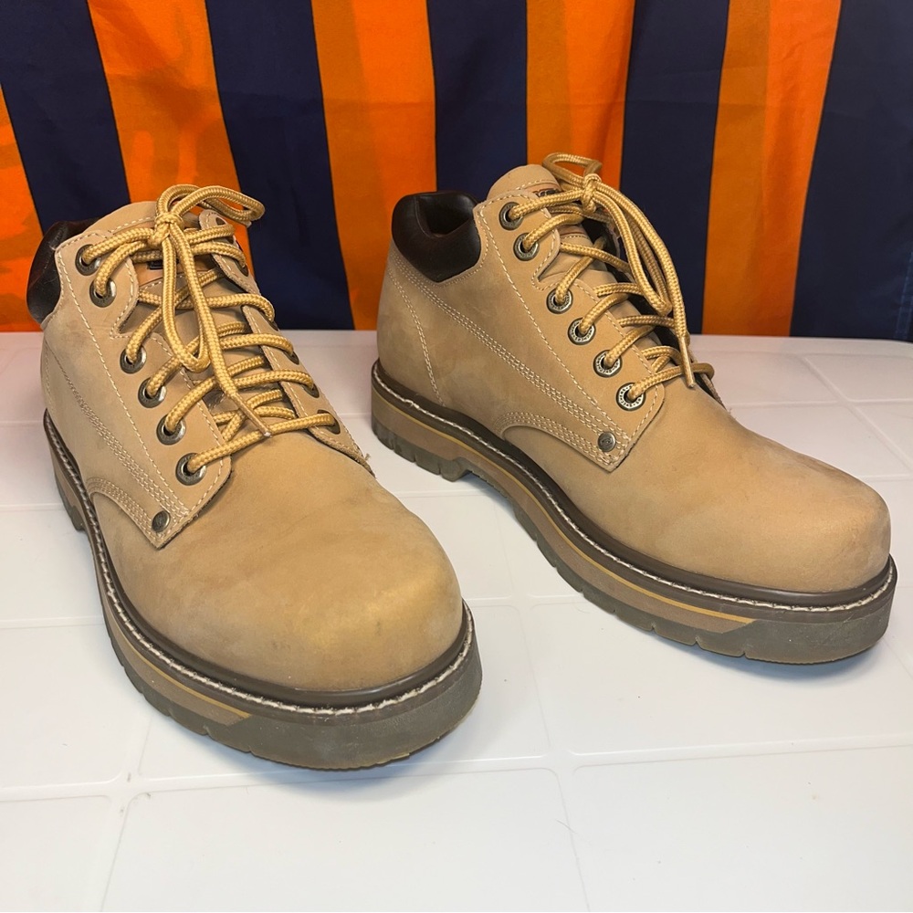 MEN'S SIZE 10 SKECHERS SHANK BROWN SUEDE ANKLE WORK HIKING BOOTS LEATHER UPPER